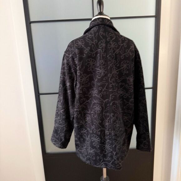 Vintage 90s Shacket Wool Embroidery Top Jacket Size 4 S/M Black goth whimsy - Picture 5 of 13
